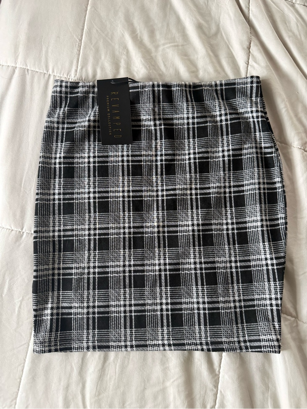 Revamped Black & White Plaid Mini Skirt